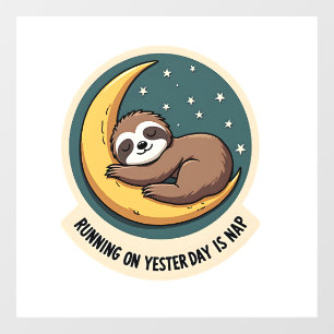 Vintage Sloth Tired Quote Funny Retro Animal Desig Window Cling