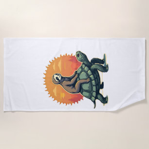 Vintage Sloth Turtle Retro Animal Ride Shirt 2 Beach Towel