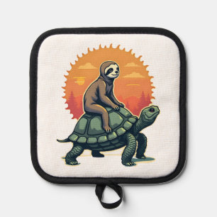 Vintage Sloth Turtle Retro Animal Ride Shirt 2 Pot Holder
