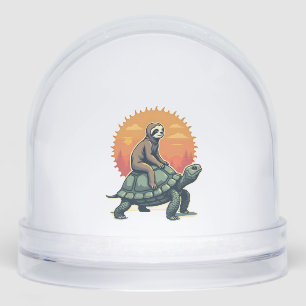Vintage Sloth Turtle Retro Animal Ride Shirt 2 Snowglobe
