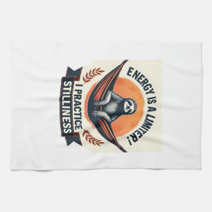 Vintage Sloth Turtle Rider Retro Vector Art 2 Tea Towel