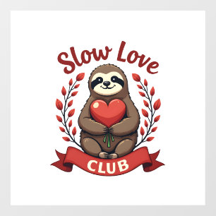 Vintage Sloth Valentine Cute Heart Hands Art 2 Window Cling