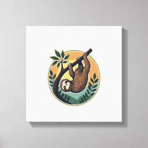 Vintage Sloth Vector Retro Wildlife Badge 2 Canvas Print
