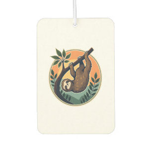 Vintage Sloth Vector Retro Wildlife Badge 2 Car Air Freshener