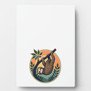 Vintage Sloth Vector Retro Wildlife Badge 2 Plaque