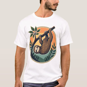 Vintage Sloth Vector Retro Wildlife Badge 2 T-Shirt