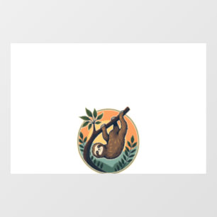 Vintage Sloth Vector Retro Wildlife Badge 2 Window Cling