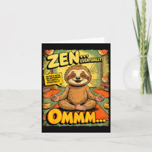 Vintage Sloth Yoga Funny Retro Comic Meditation Ze Card