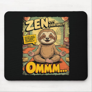 Vintage Sloth Yoga Funny Retro Comic Meditation Ze Mouse Mat