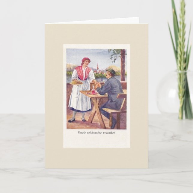 Vintage Slovenian Easter Greeting Card (Front)