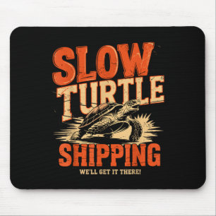 Vintage Slow Turtle Shipng - Funny Delivery Servic Mouse Mat