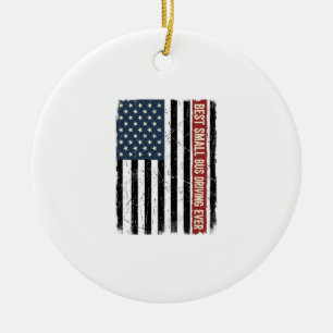 Vintage Small Bus Driver Flag Shirt Design_1 Ceramic Tree Decoration