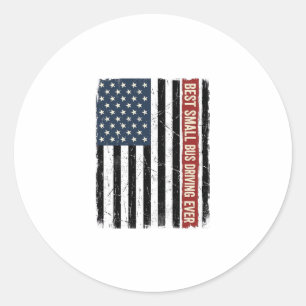 Vintage Small Bus Driver Flag Shirt Design_1 Classic Round Sticker