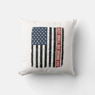 Vintage Small Bus Driver Flag Shirt Design_1 Cushion