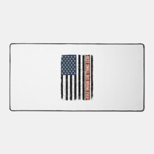 Vintage Small Bus Driver Flag Shirt Design_1 Desk Mat