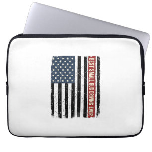 Vintage Small Bus Driver Flag Shirt Design_1 Laptop Sleeve