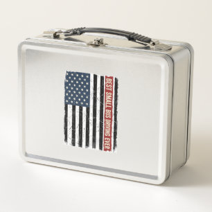 Vintage Small Bus Driver Flag Shirt Design_1 Metal Lunch Box