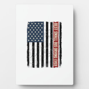 Vintage Small Bus Driver Flag Shirt Design_1 Plaque