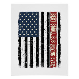 Vintage Small Bus Driver Flag Shirt Design_1 Poster