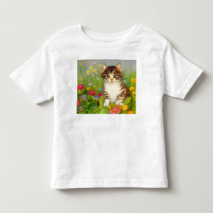 Vintage Smiling Cat Illustration Toddler T-Shirt