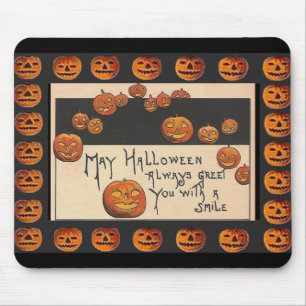 Vintage Smiling Halloween Jack o'Lanterns Mouse Mat
