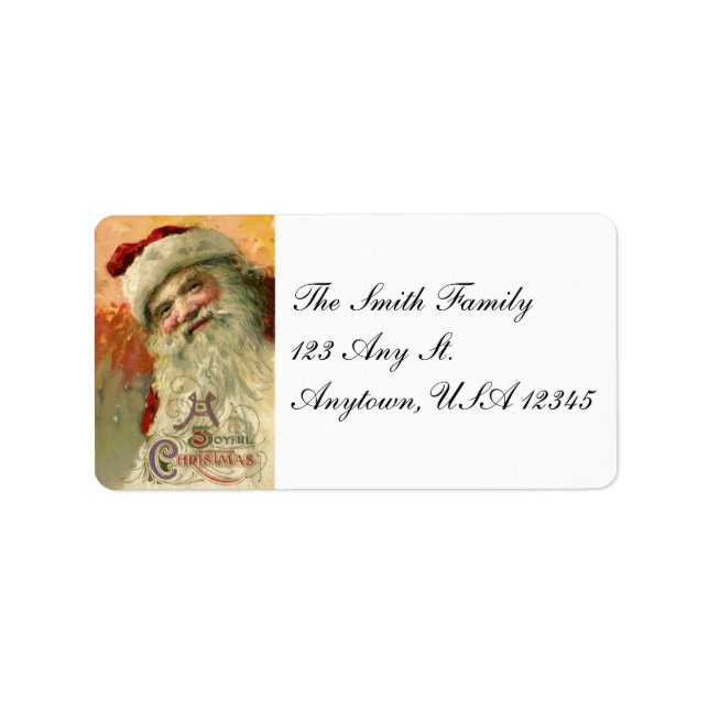 Vintage Smiling Santa Christmas Address Labels (Front)