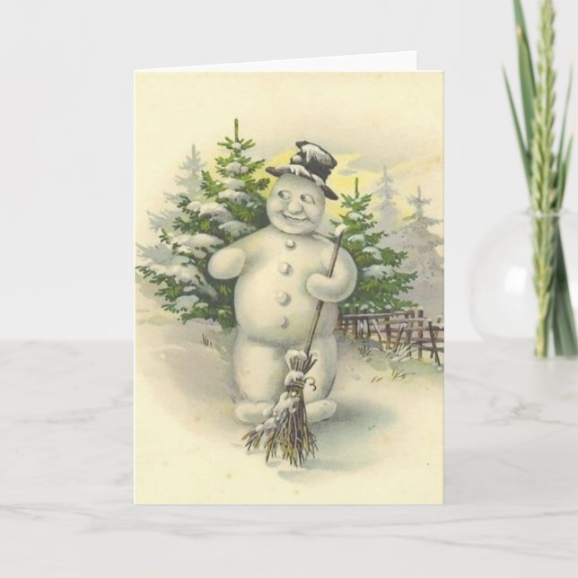 Vintage Smiling Snowman Card (Front)