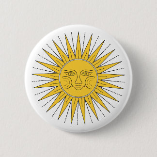 Vintage Smiling Sun  6 Cm Round Badge