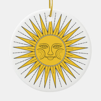 Vintage Smiling Sun  Ceramic Tree Decoration