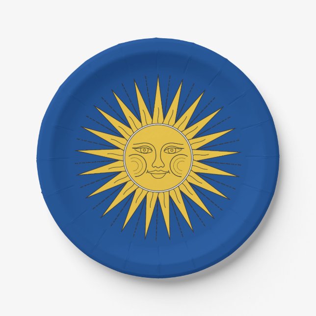Vintage Smiling Sun  Paper Plate (Front)
