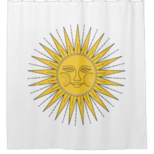 Vintage Smiling Sun  Shower Curtain