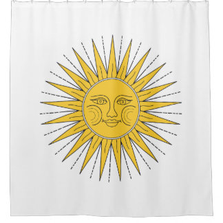 Vintage Smiling Sun  Shower Curtain