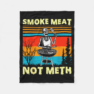 Vintage Smoke Meat Not Skeleton Funny Barbecue Gri Fleece Blanket