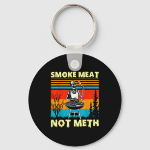Vintage Smoke Meat Not Skeleton Funny Barbecue Gri Key Ring