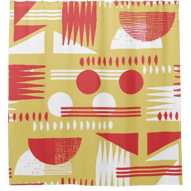 vintage smokeless abstract geometric modern style  shower curtain (Front)