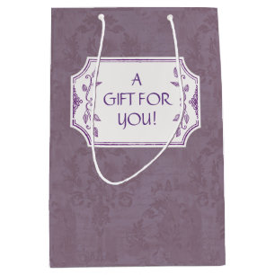 Vintage Smokey Mauve Damask Personalised Medium Gift Bag