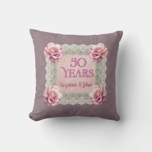 Vintage Smokey Mauve Damask Pink Rose Personalised Cushion