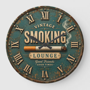 Vintage Smoking Lounge Large Clock