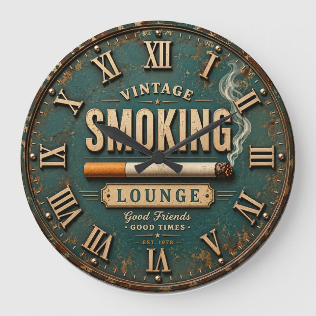 Vintage Smoking Lounge Large Clock (Front)