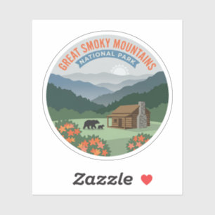 Vintage Smoky Mountains Bear Cabin Sticker