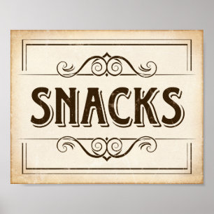 Vintage SNACKS Sign Print