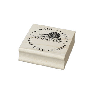 Vintage Snail Drawing Name Return Address Rubber Stamp