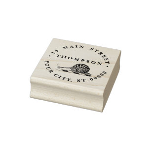 Vintage Snail Drawing Name Return Address  Rubber Stamp