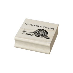 Vintage Snail Drawing Name Rubber Stamp