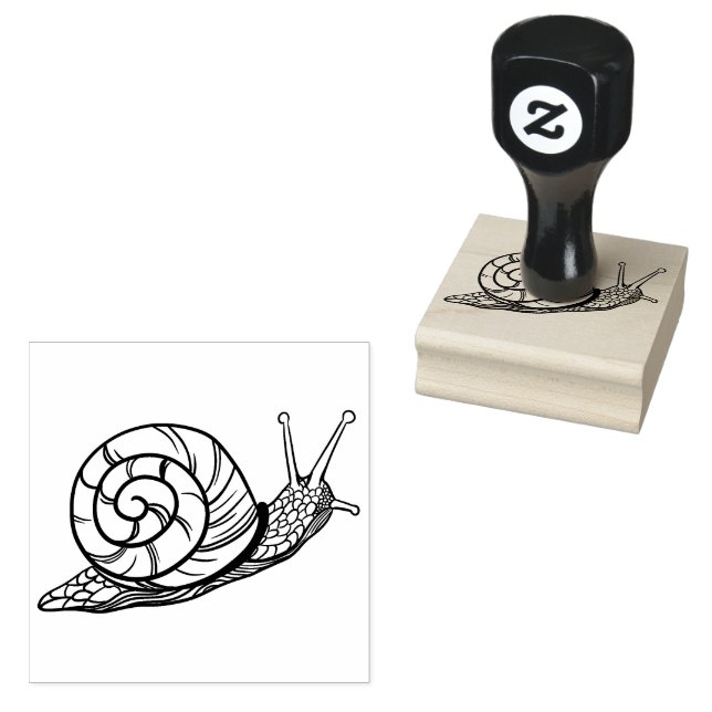 Vintage Snail Illustration Rubber Stamp (Stamped)