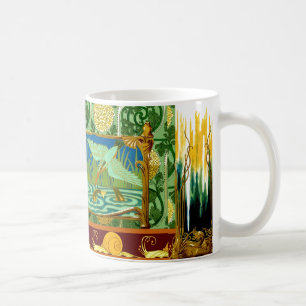Vintage Snails Birds Tile Design Art Nouveau Coffee Mug