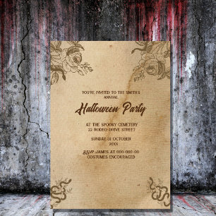 vintage snakes gothic spooky halloween invitation