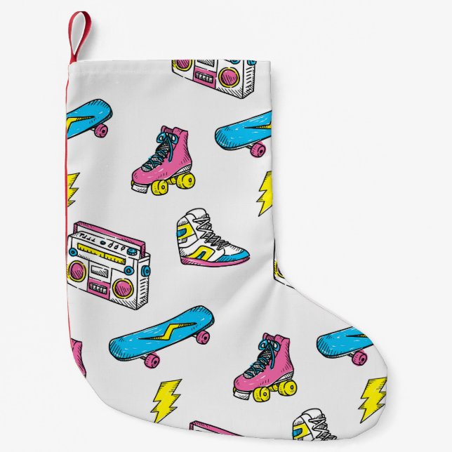 Vintage Sneakers Radio Skateboard Theme Small Christmas Stocking (Front)