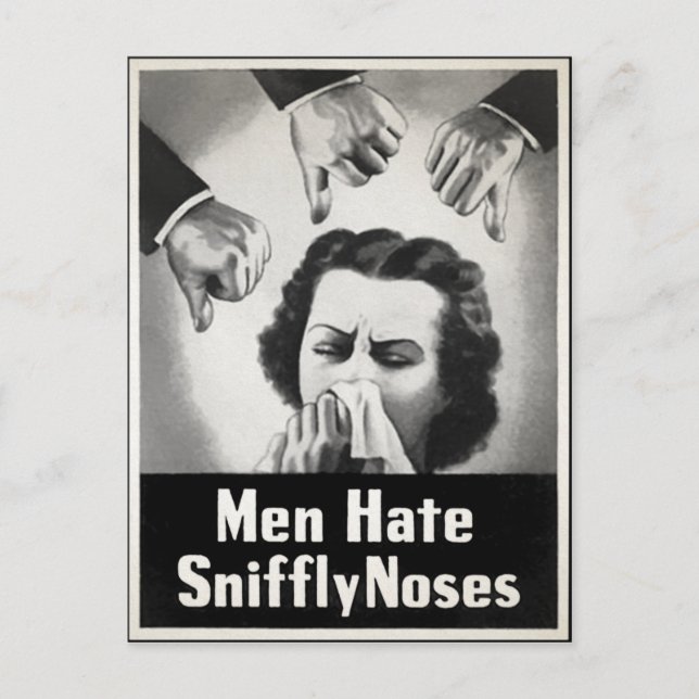 Vintage Sniffly Nose Ad Postcard (Front)