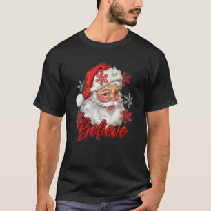 Vintage Snow And Santa Claus Merry Christmas Belie T-Shirt